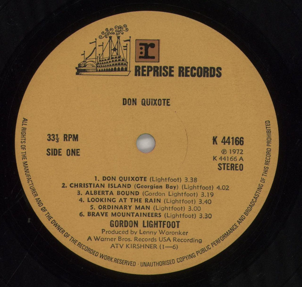 Gordon Lightfoot Don Quixote UK vinyl LP album (LP record) GDNLPDO618795