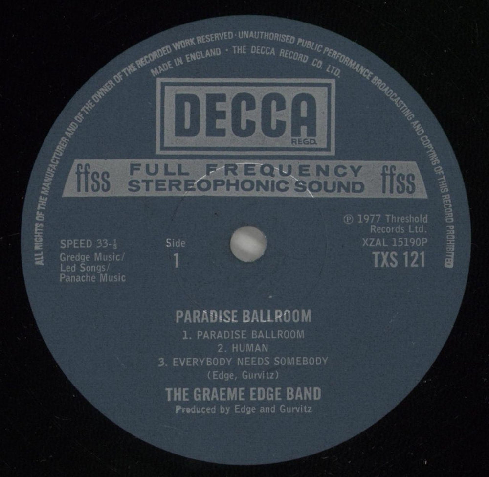 Graeme Edge Paradise Ballroom UK vinyl LP album (LP record) GDGLPPA133090