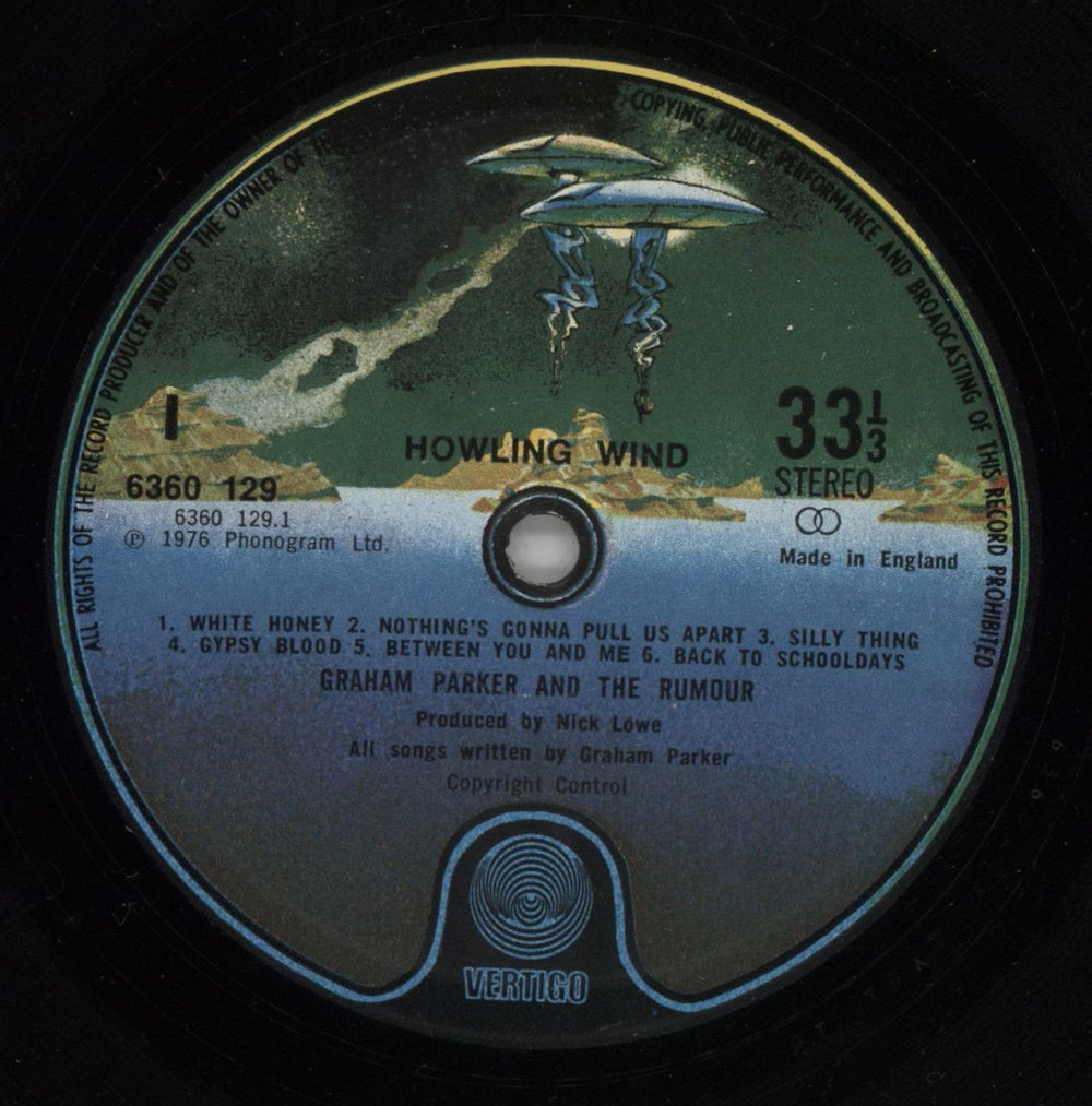 Graham Parker Howlin Wind UK vinyl LP album (LP record) GRPLPHO444781