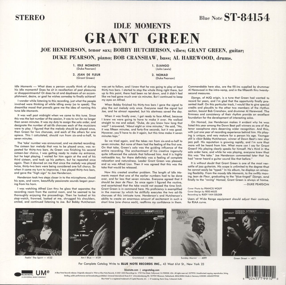 Grant Green Idle Moments - 180gm German vinyl LP album (LP record) 602435799100