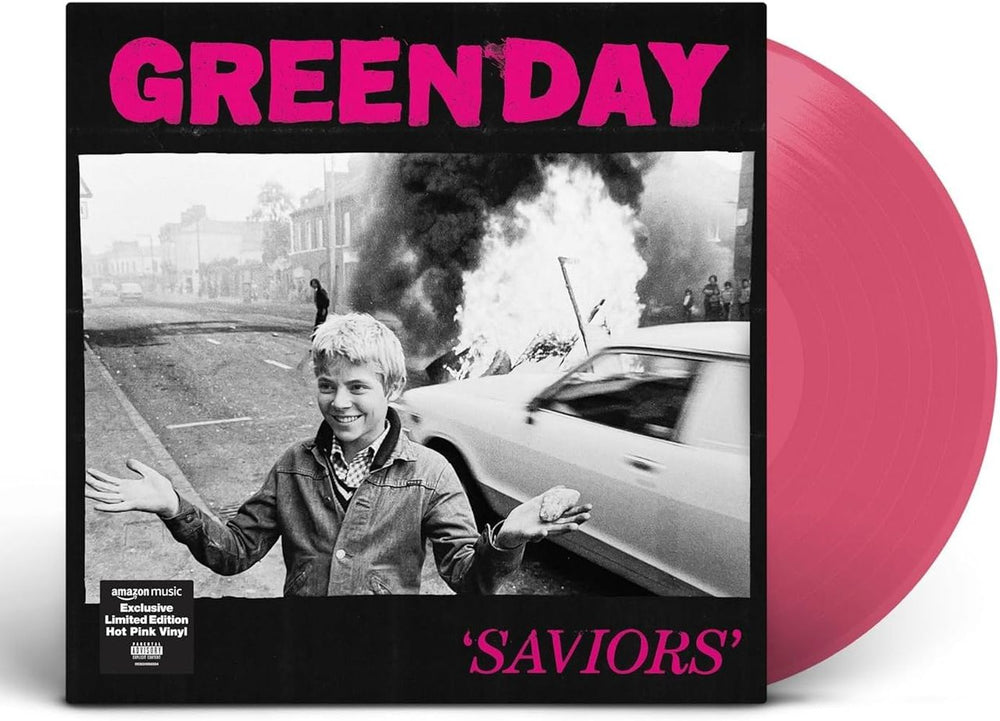 Green Day Saviors: Amazon Exclusive - Hot Pink Vinyl - Sealed UK vinyl LP album (LP record) 09362487092