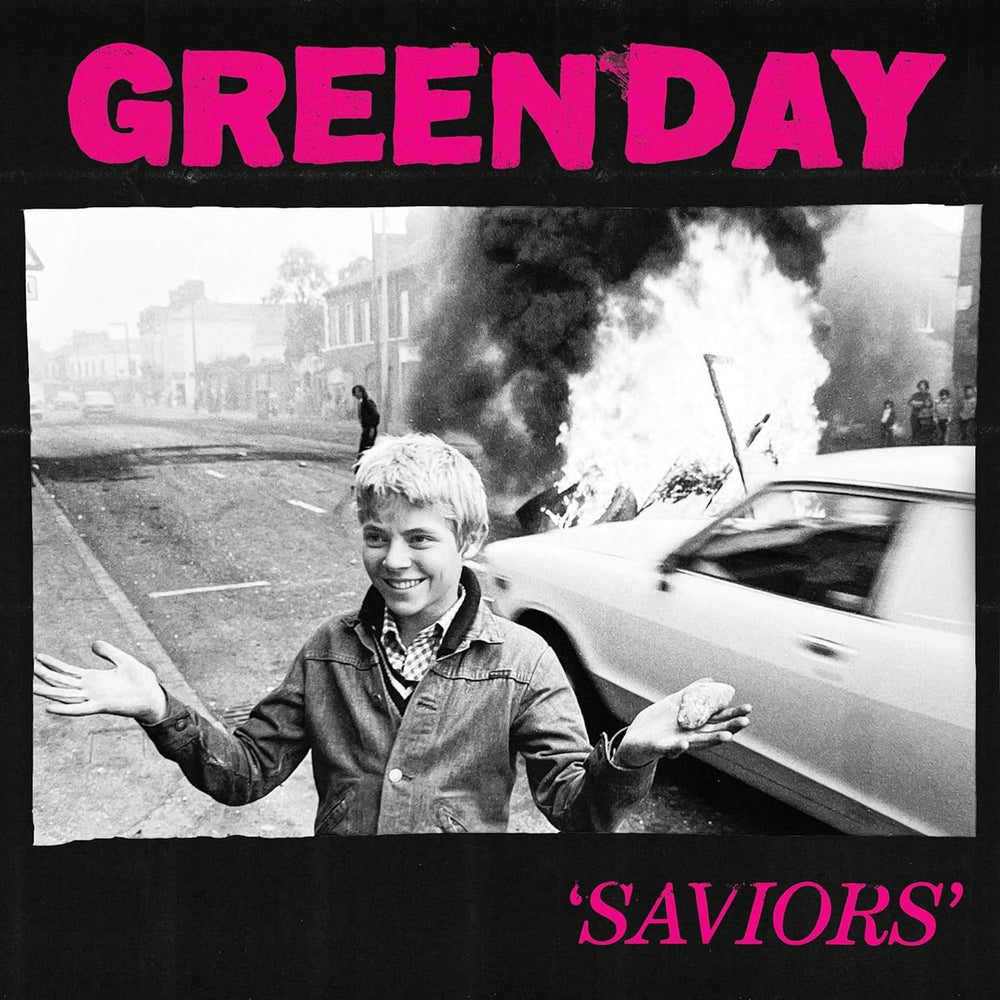 Green Day Saviors - Pink & Black Marbled Vinyl - Sealed UK vinyl LP album (LP record) 0093624866183