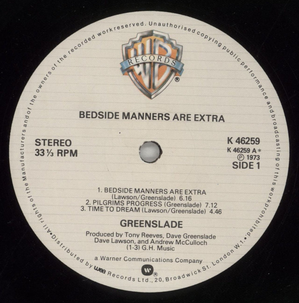Greenslade Bedside Manners Are Extra UK vinyl LP album (LP record) GSDLPBE868226