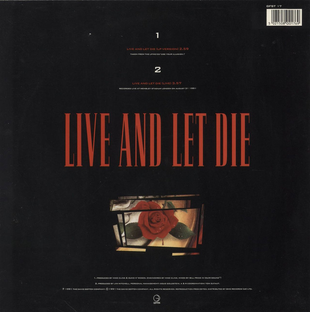 Guns N Roses Live And Let Die - Orange Vinyl - VG UK 12" vinyl single (12 inch record / Maxi-single) 5021508001769