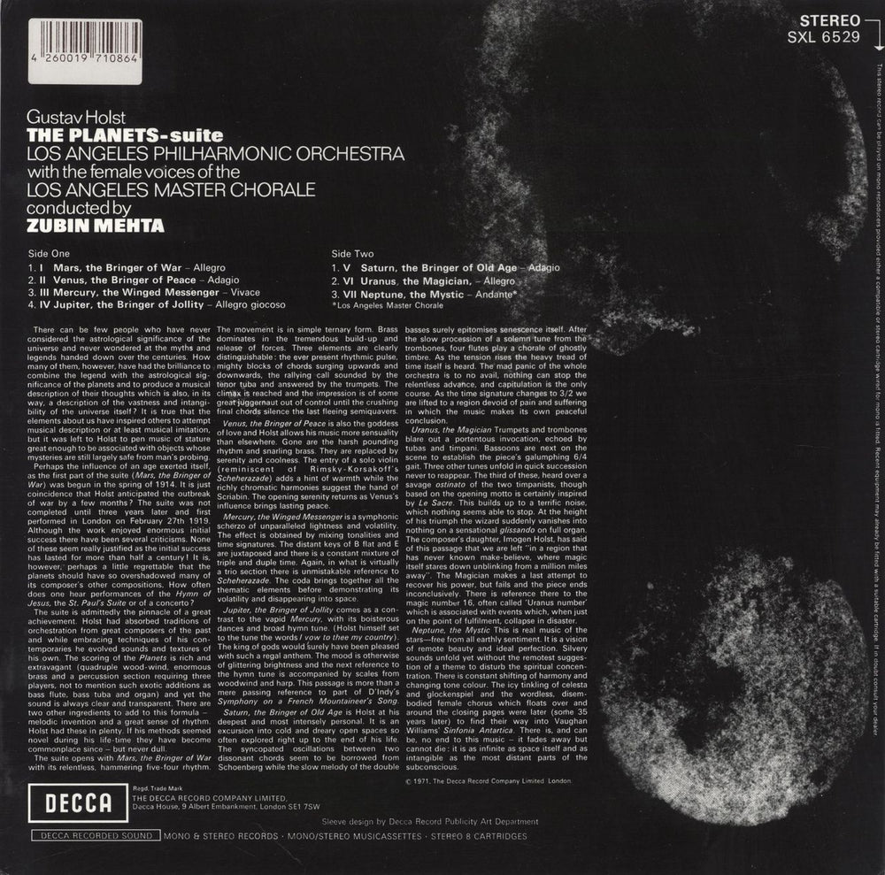 Gustav Holst The Planets UK vinyl LP album (LP record) 4260019710864