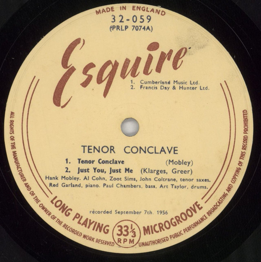 Hank Mobley Tenor Conclave UK vinyl LP album (LP record) HMOLPTE849546
