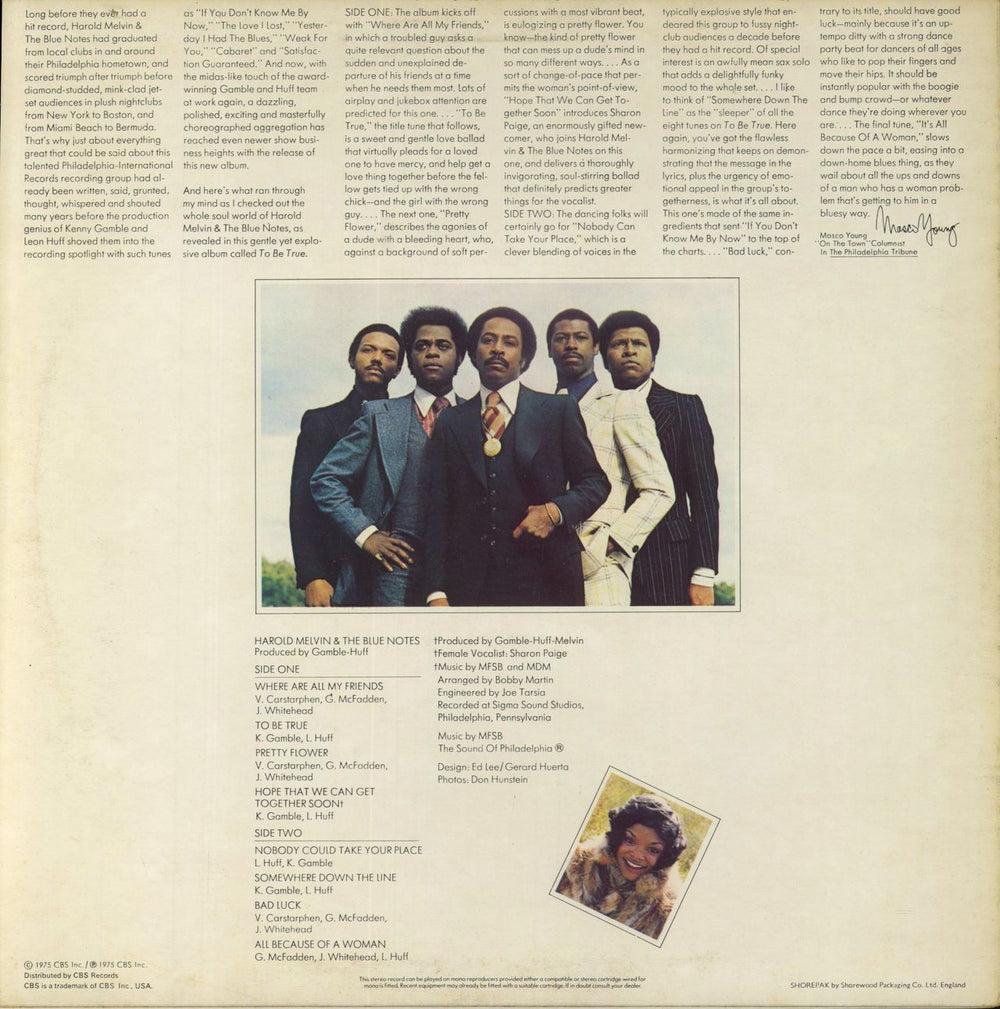 Harold Melvin & The Blue Notes To Be True Dutch vinyl LP album (LP record)