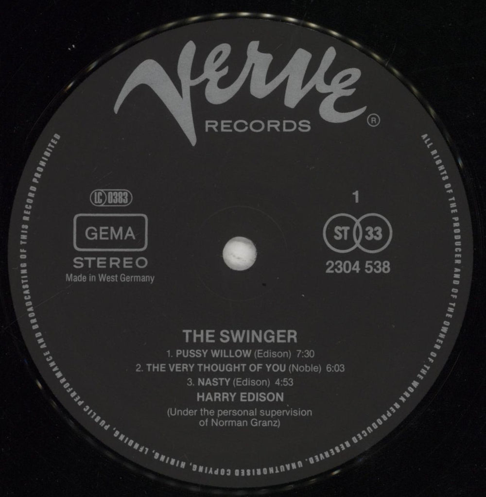 Harry 'Sweets' Edison The Swinger German vinyl LP album (LP record) ED0LPTH504686