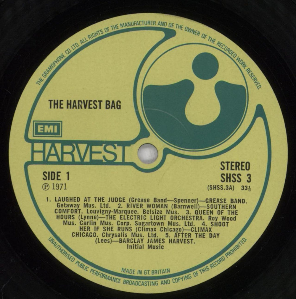 Harvest Label The Harvest Bag - Stickered UK vinyl LP album (LP record) HRVLPTH568240