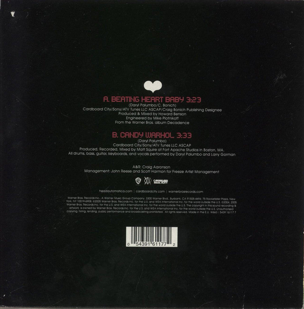 Head Automatica Beating Heart Baby UK 7" vinyl single (7 inch record / 45) 054391611772