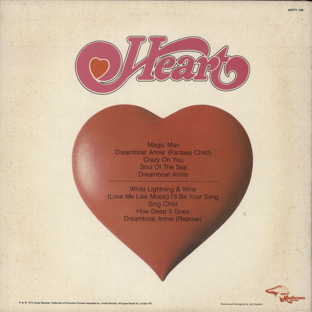 Heart Dreamboat Annie UK vinyl LP album (LP record)