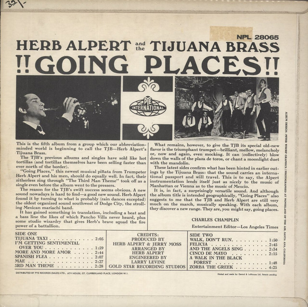 Herb Alpert Going Places UK vinyl LP album (LP record)