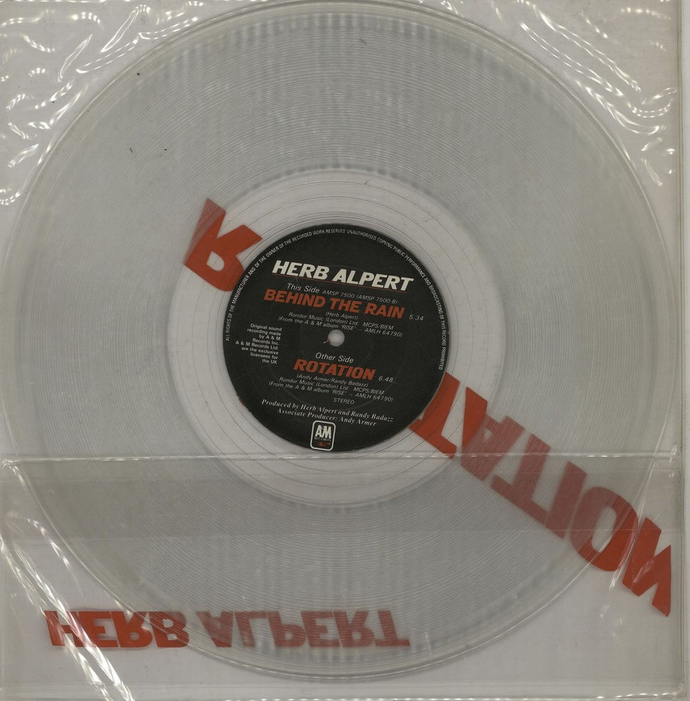 Herb Alpert Rotation - Clear Vinyl UK 12" vinyl single (12 inch record / Maxi-single) HBA12RO540855