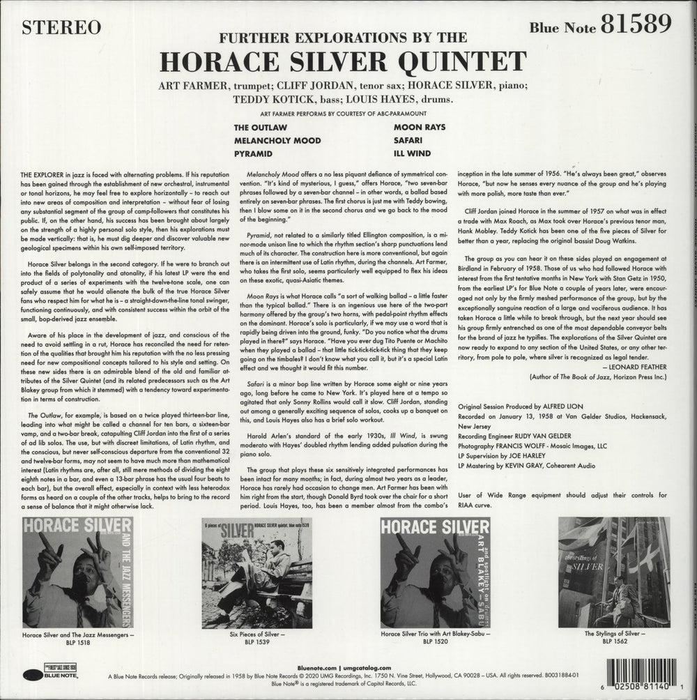 Horace Silver Further Explorations - 180gm - Tone Poet Series US vinyl LP album (LP record) 602508811401