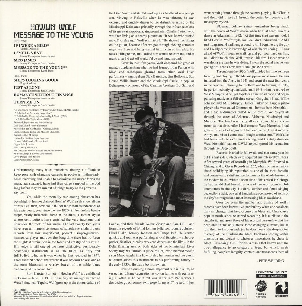 Howlin' Wolf Message To The Young US vinyl LP album (LP record)