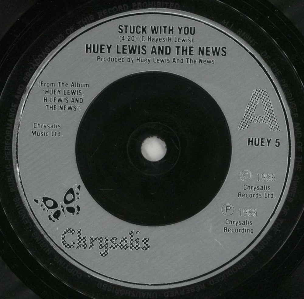 Huey Lewis & The News Stuck With You UK 7" vinyl single (7 inch record / 45) HLN07ST239426
