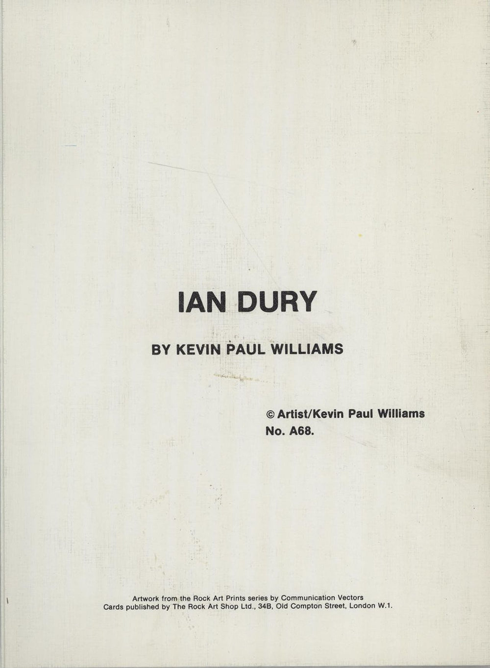 Ian Dury Greeting Card UK memorabilia INDMMGR675372