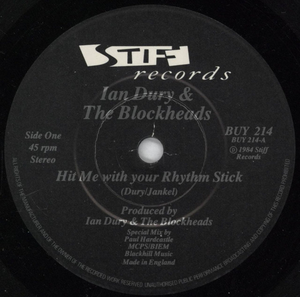 Ian Dury Hit Me With Your Rhythm Stick UK 7" vinyl single (7 inch record / 45) IND07HI189418