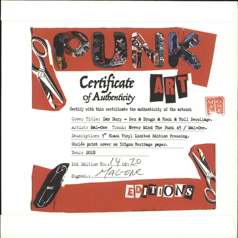 Ian Dury Sex & Drugs & Rock & Roll - Punk Art sleeve UK 7" vinyl single (7 inch record / 45) IND07SE708108