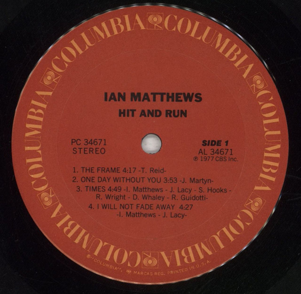 Ian Matthews Hit And Run US vinyl LP album (LP record) IAMLPHI150157