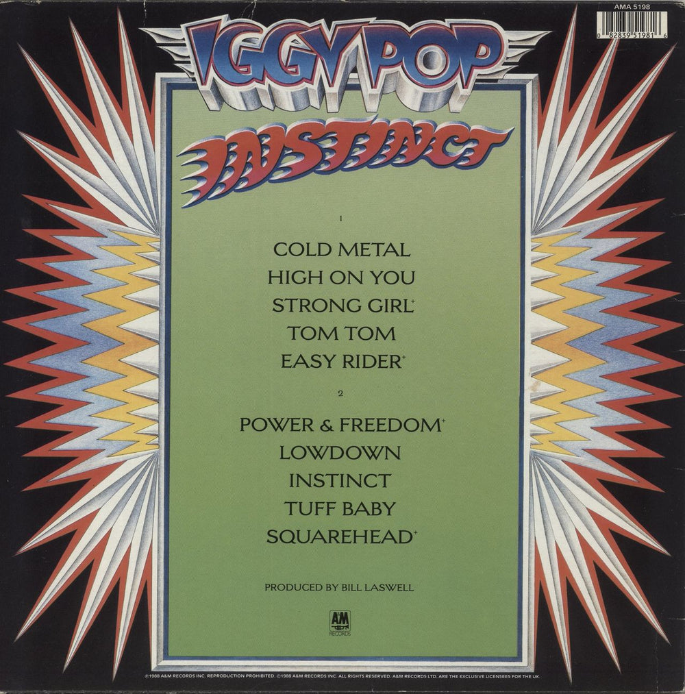 Iggy Pop Instinct UK vinyl LP album (LP record) 082839519816