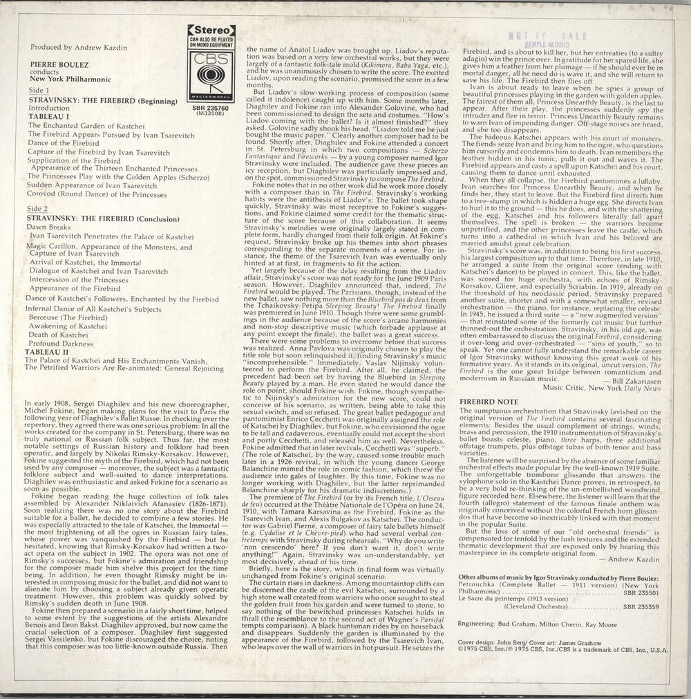 Igor Stravinsky Stravinsky: The Firebird Australian vinyl LP album (LP record) S0ULPST841293