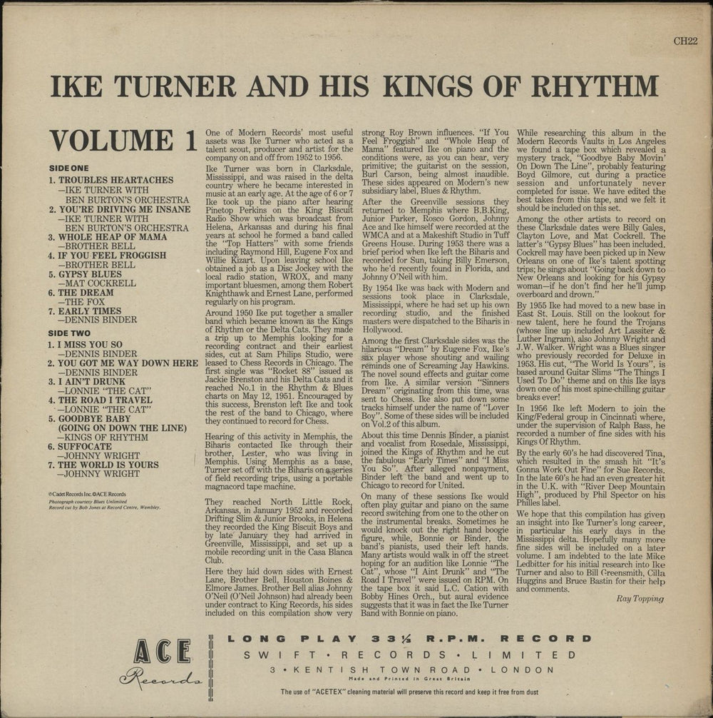 Ike Turner Ike Turner & His Kings Of Rhythm Volume 1 UK vinyl LP album (LP record)