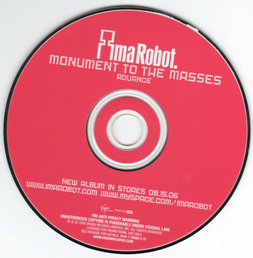 IMA Robot Monument To The Masses - Advance Promotional CD US Promo CD album (CDLP)