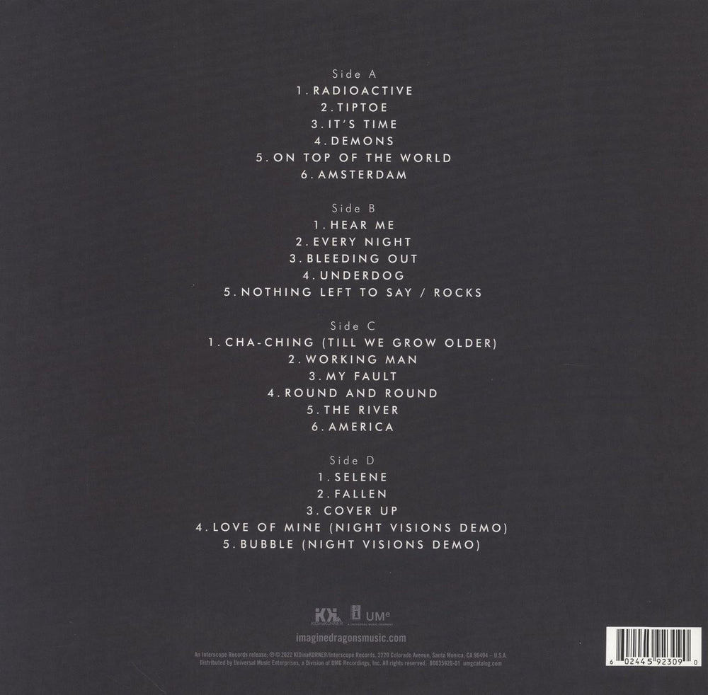 Imagine Dragons Night Visions: 10th Anniversary Expanded Edition US 2-LP vinyl record set (Double LP Album)