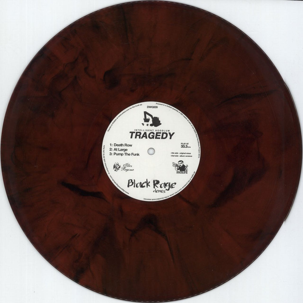 Intelligent Hoodlum Tragedy - Black Rage Demos - Red Marbled Vinyl - Autographed UK 12" vinyl single (12 inch record / Maxi-single)
