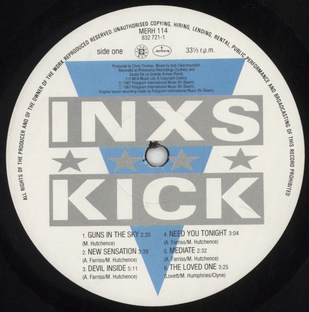 Inxs Kick - Black Hype Sticker - EX UK vinyl LP album (LP record) INXLPKI751116