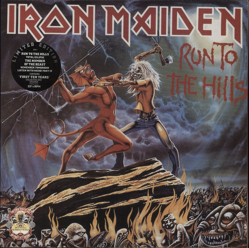 Iron Maiden Run To The Hills - EX UK 12" vinyl single (12 inch record / Maxi-single) IRN4