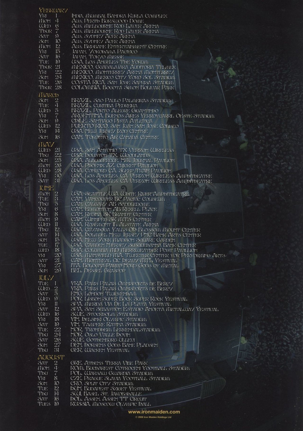 Iron Maiden Somewhere Back In Time - World Tour 08 + Ticket Stub UK tour programme