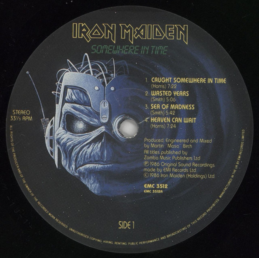 Iron Maiden Somewhere In Time + Merch Insert - EX UK vinyl LP album (LP record) IROLPSO767388