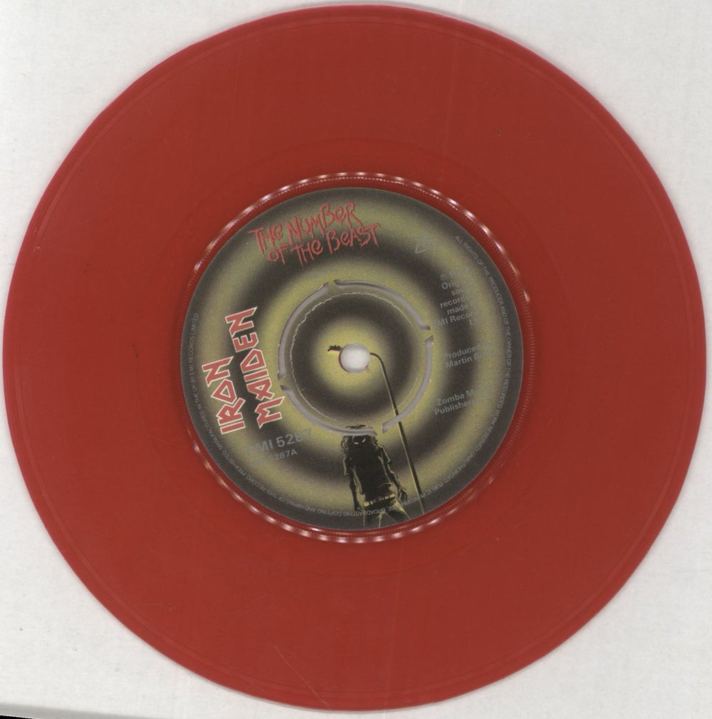 Iron Maiden The Number Of The Beast - Red Vinyl + P/S - EX UK 7" vinyl single (7 inch record / 45) IRO07TH337385