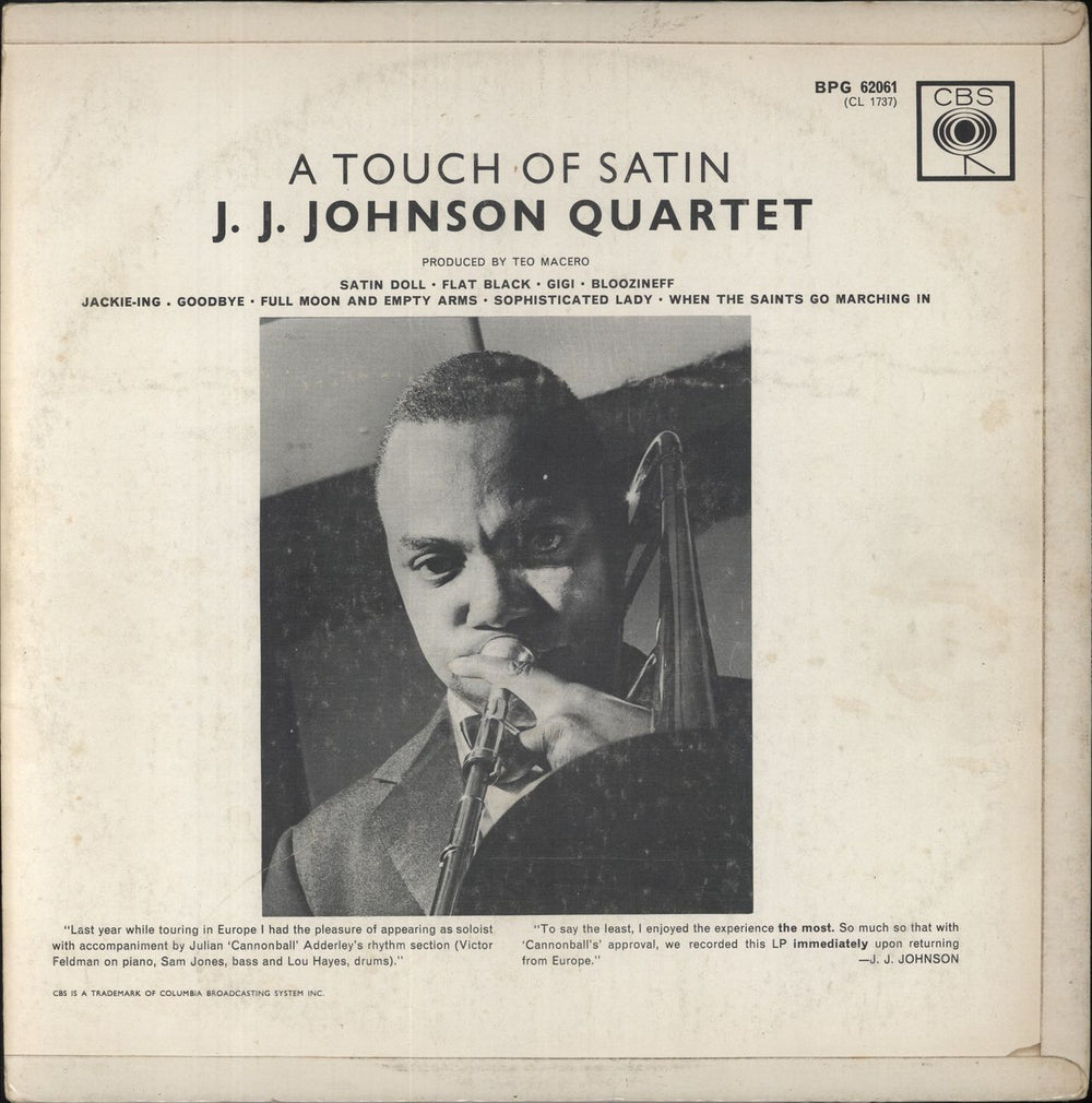 J.J. Johnson A Touch Of Satin UK vinyl LP album (LP record)