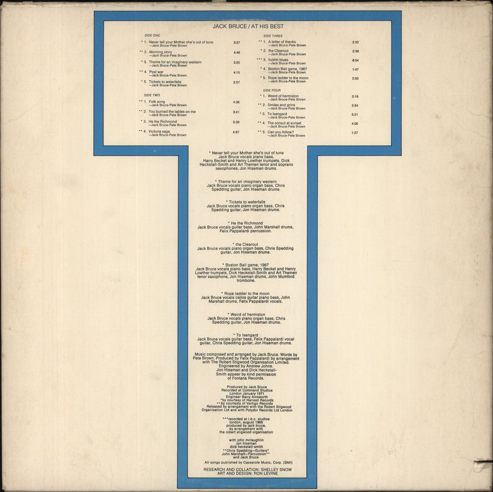 Jack Bruce At His Best US 2-LP vinyl record set (Double LP Album)