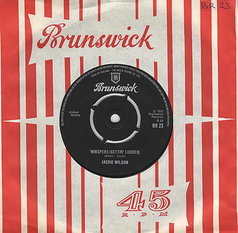 Jackie Wilson Whispers / Reet Petite UK 7" vinyl single (7 inch record / 45) BR23