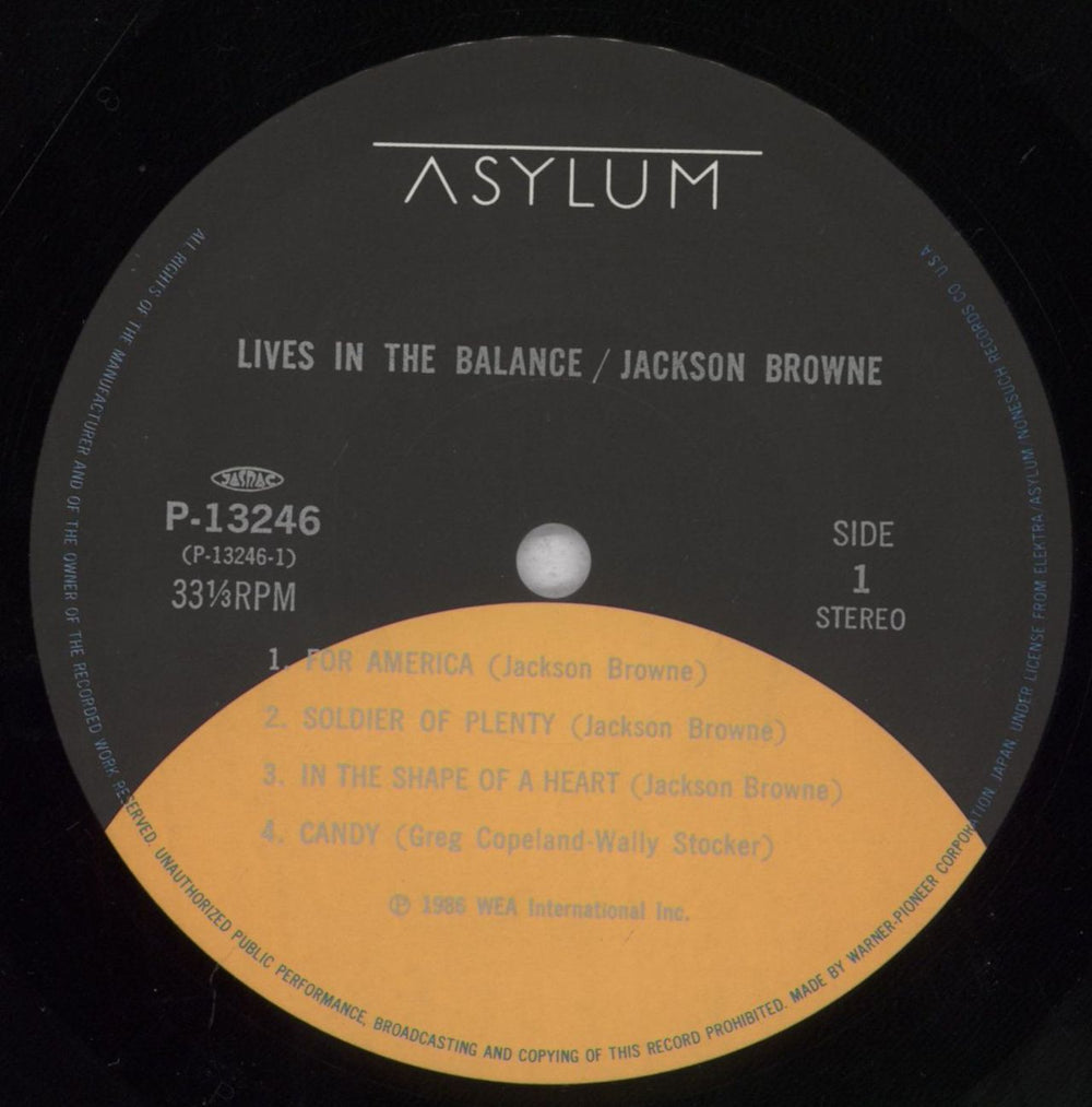 Jackson Browne Lives In The Balance Japanese vinyl LP album (LP record) JKBLPLI149495