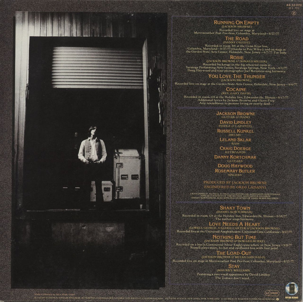 Jackson Browne Running On Empty + Booklet German vinyl LP album (LP record)