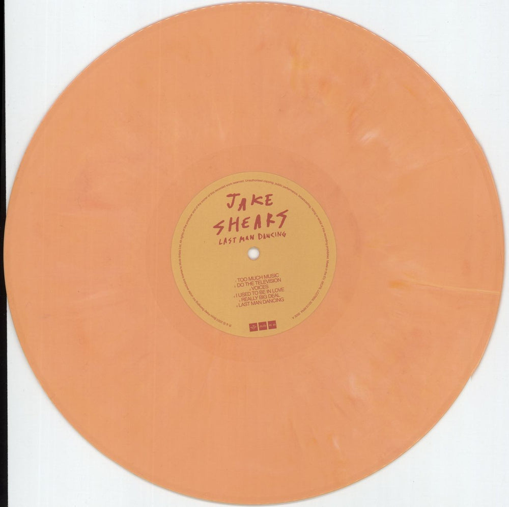 Jake Shears Last Man Dancing - Orange Vinyl - Autographed UK vinyl LP album (LP record) 5A1LPLA875971