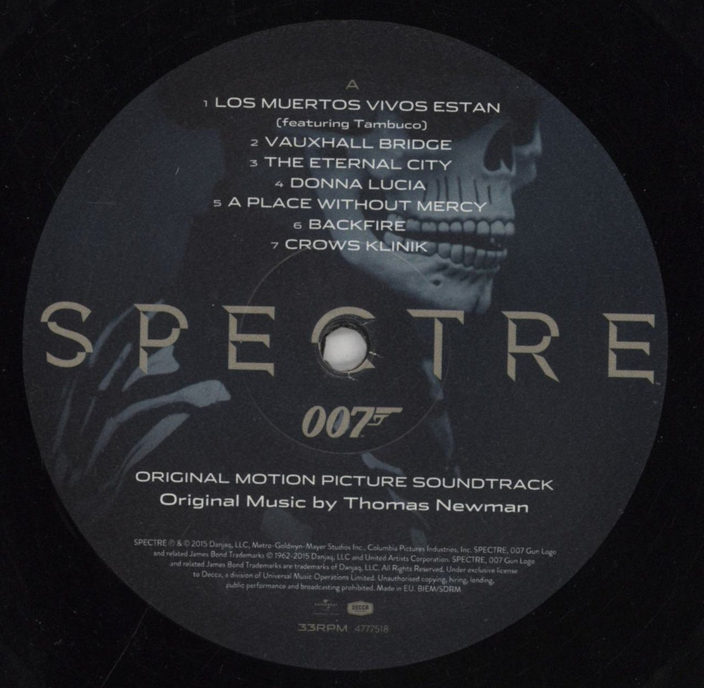 James Bond Spectre UK 2-LP vinyl record set (Double LP Album) JBD2LSP850666