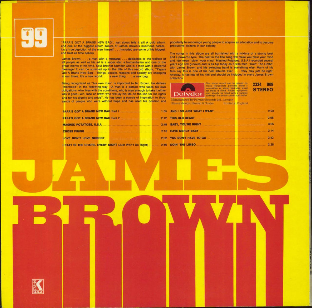 James Brown Papa's Got A Brand New Bag UK vinyl LP album (LP record)