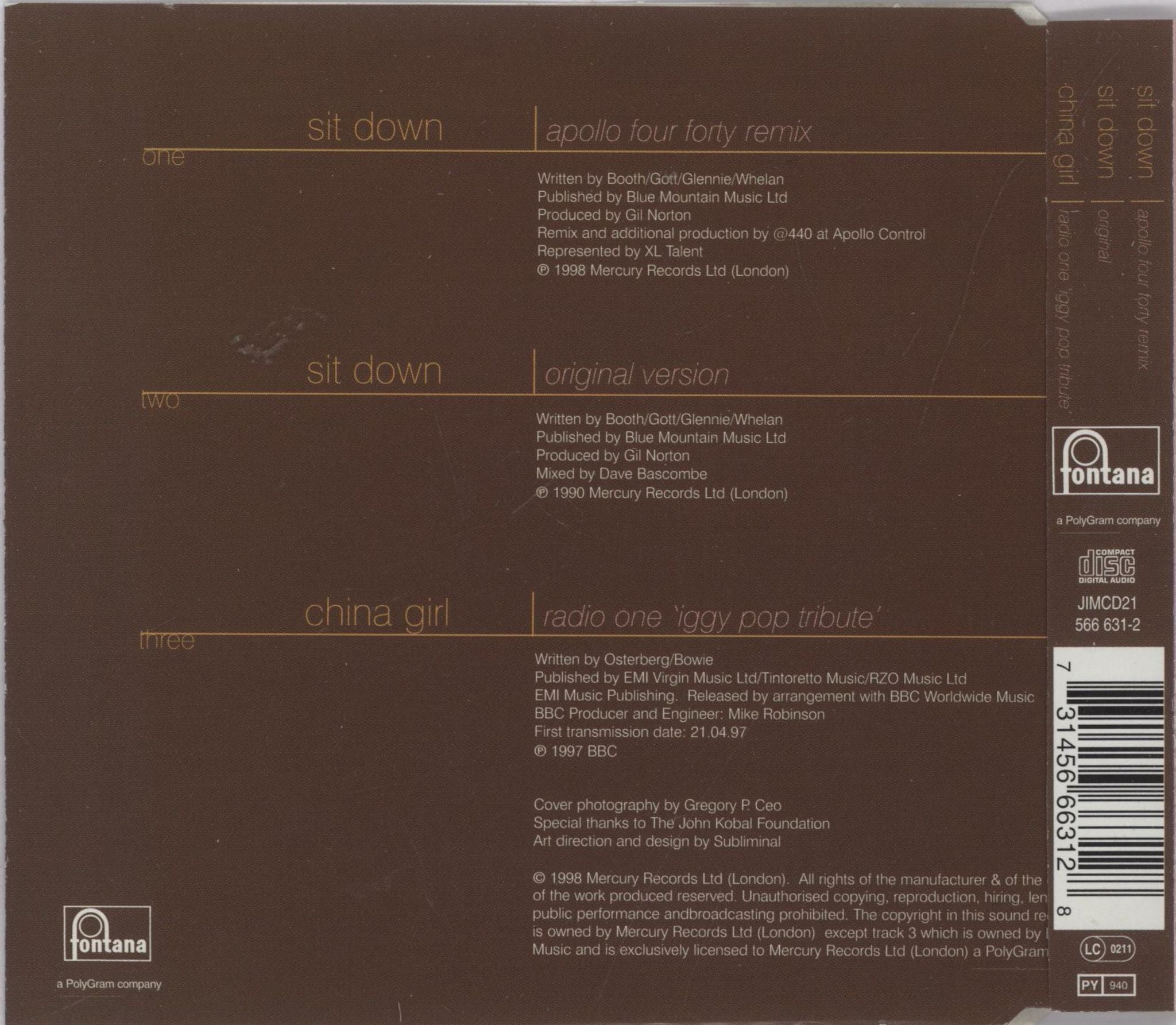James Sit Down UK CD single (CD5 / 5\") 731456663128
