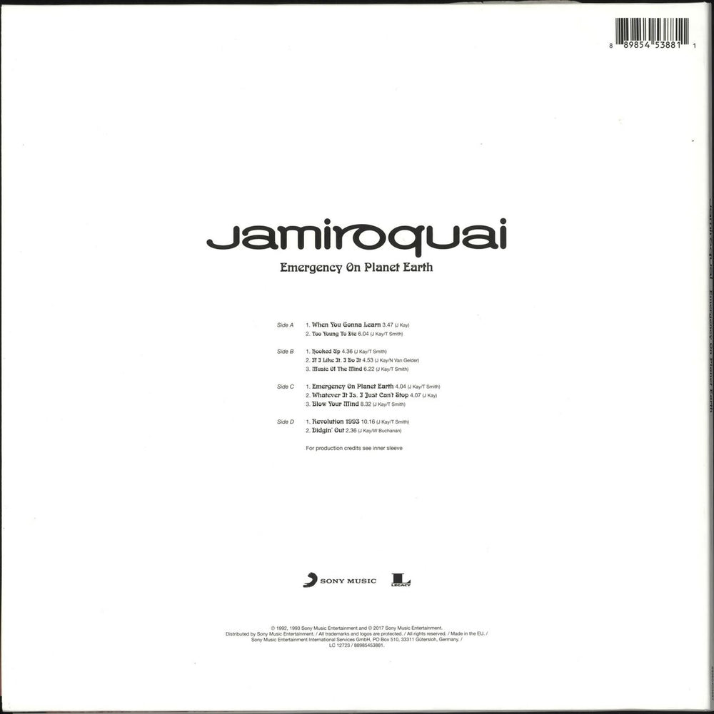 Jamiroquai Emergency On Planet Earth - 180gm UK 2-LP vinyl record set (Double LP Album) 889854538811