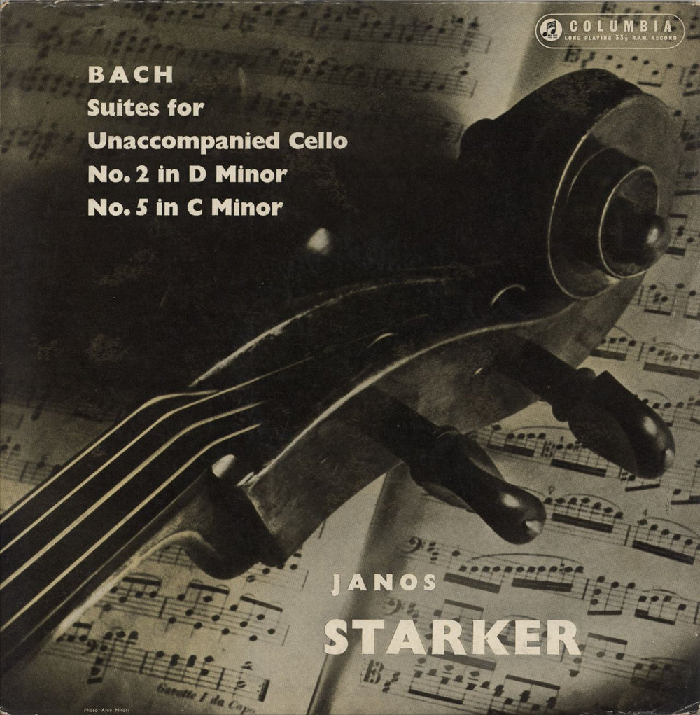 János Starker Bach: Suites For Unaccompanied Cello: No. 2 in D Minor / No. 5 in C Minor - VG UK vinyl LP album (LP record) 33CX1515