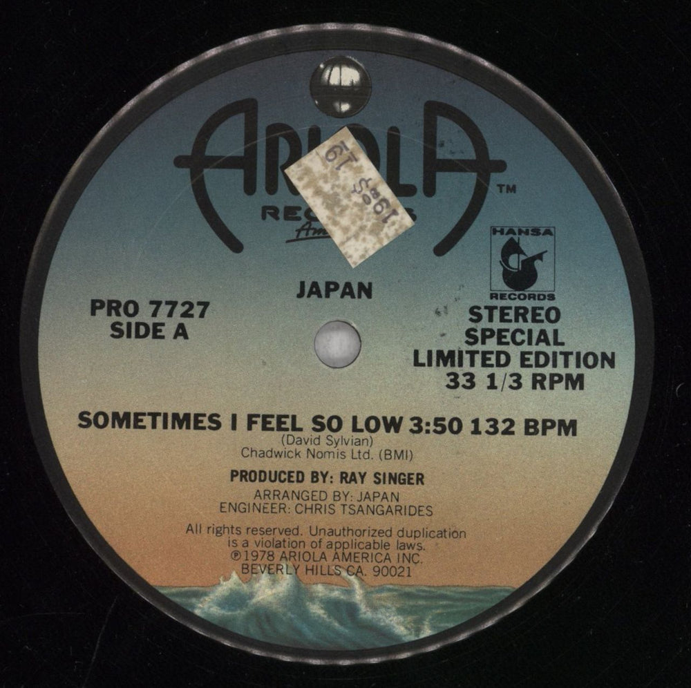 Japan Sometimes I Feel So Low US 12" vinyl single (12 inch record / Maxi-single) PRO7727