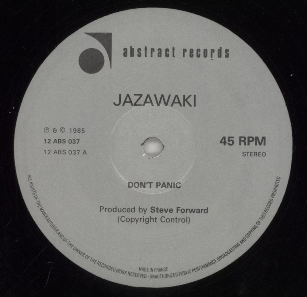 Jazawaki Don't Panic French 12" vinyl single (12 inch record / Maxi-single) J0012DO463017