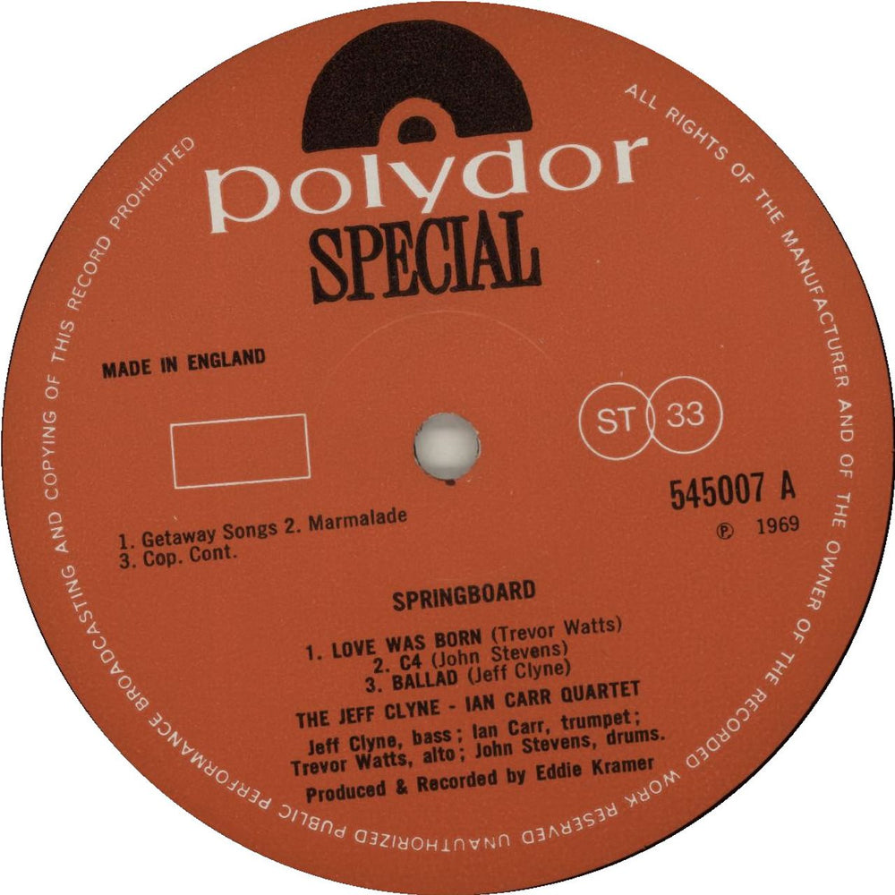 Jeff Clyne & Ian Carr Springboard - EX UK vinyl LP album (LP record)