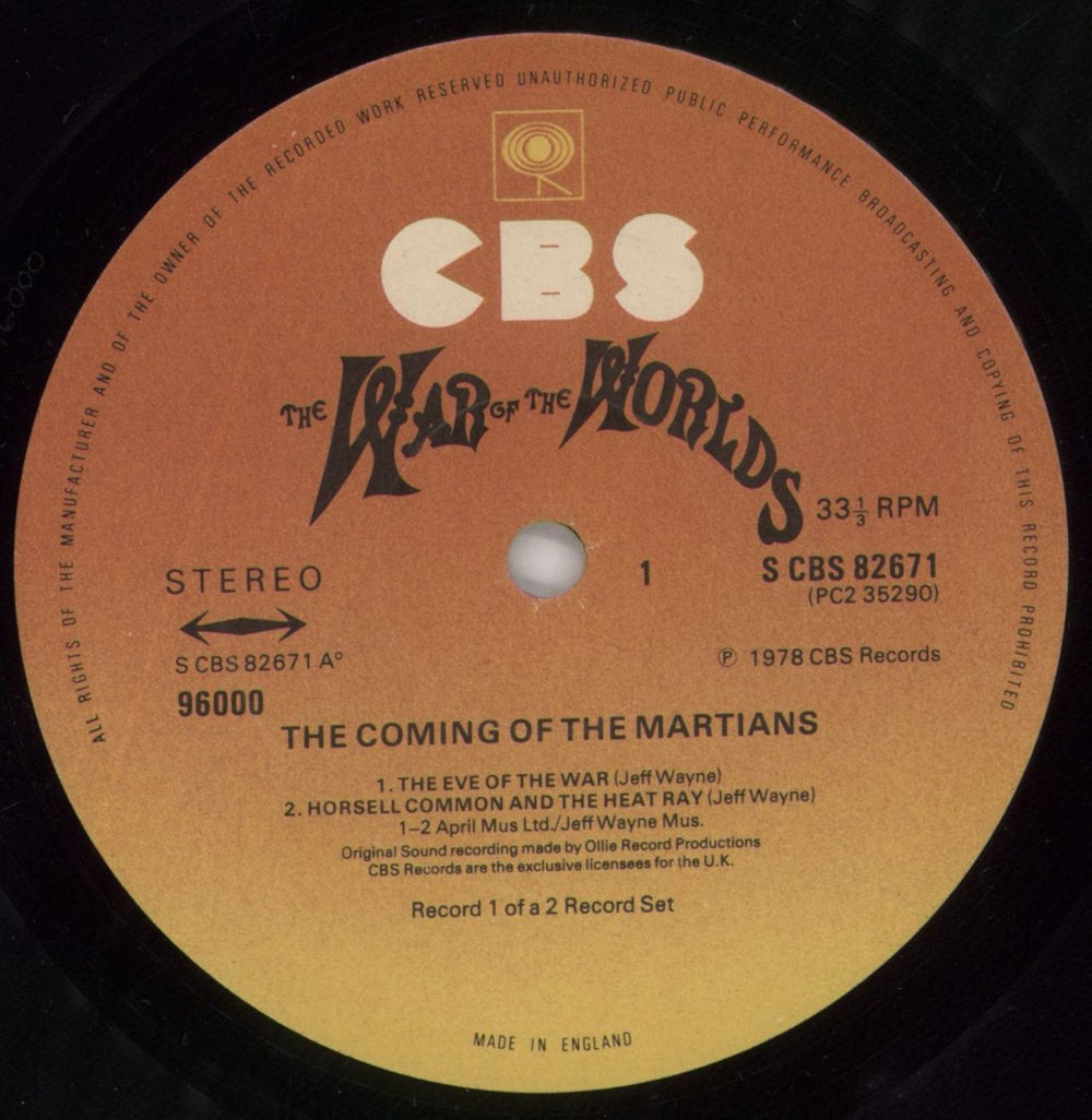 Jeff Wayne The War Of The Worlds - 1st - Circular stickered p/s - EX UK 2-LP vinyl record set (Double LP Album) JFW2LTH734031